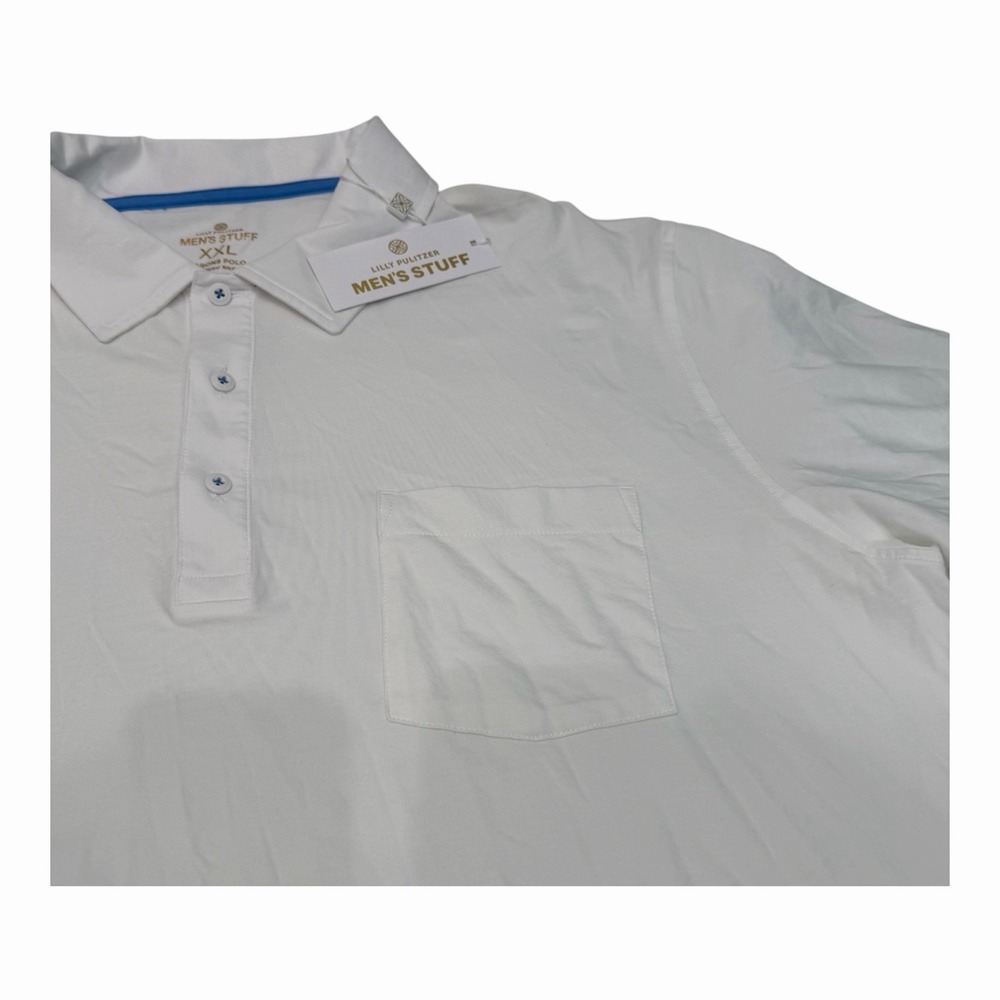Lilly Pulitzer Men's Stuff white short-sleeve Aarons polo shirt XXL NWT